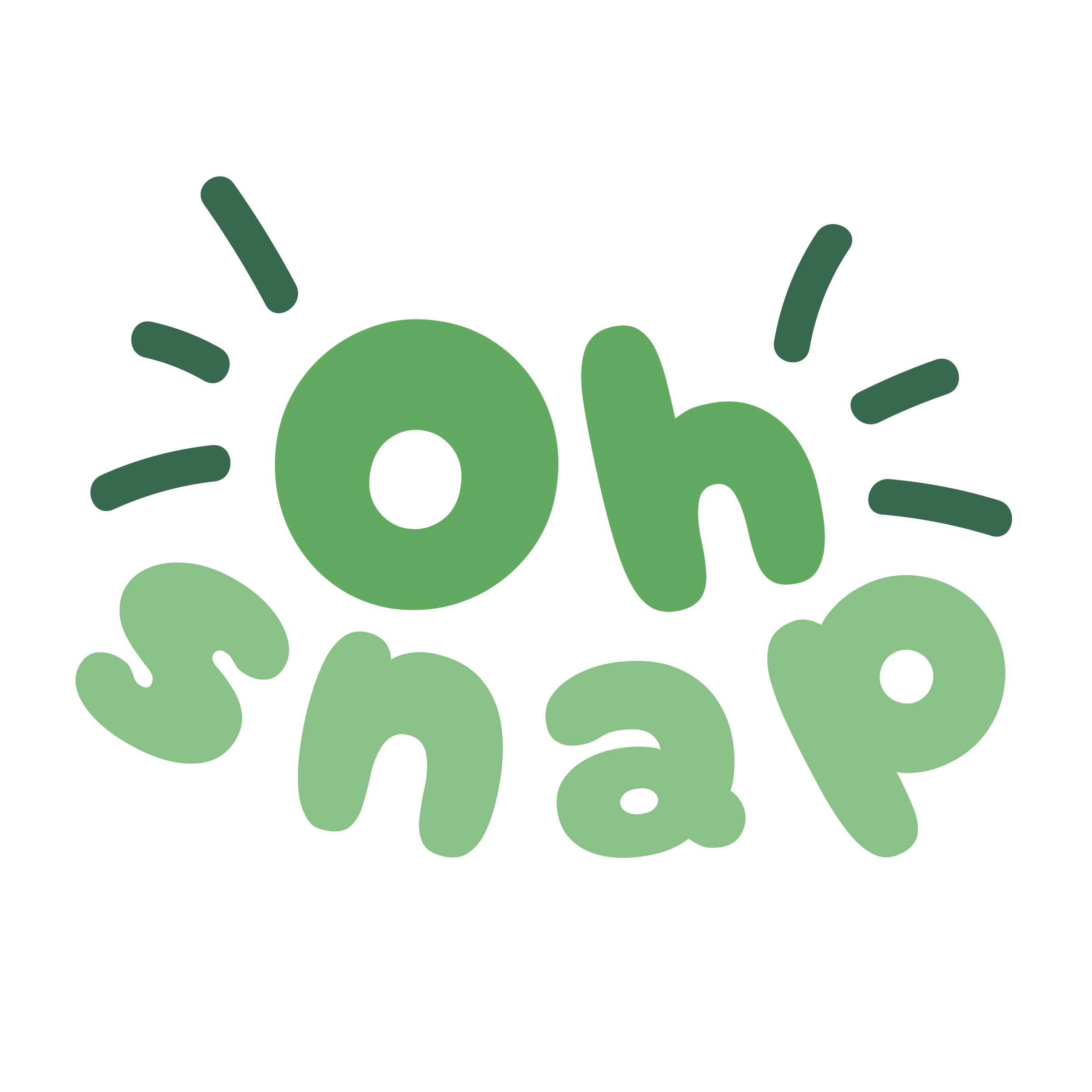 Text och illustration på Oh Snap i grönt